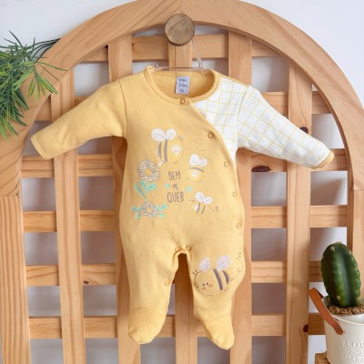  Macacão Trape Zape - Abelhinhas Bem Me Quer - Amarelo e Off White